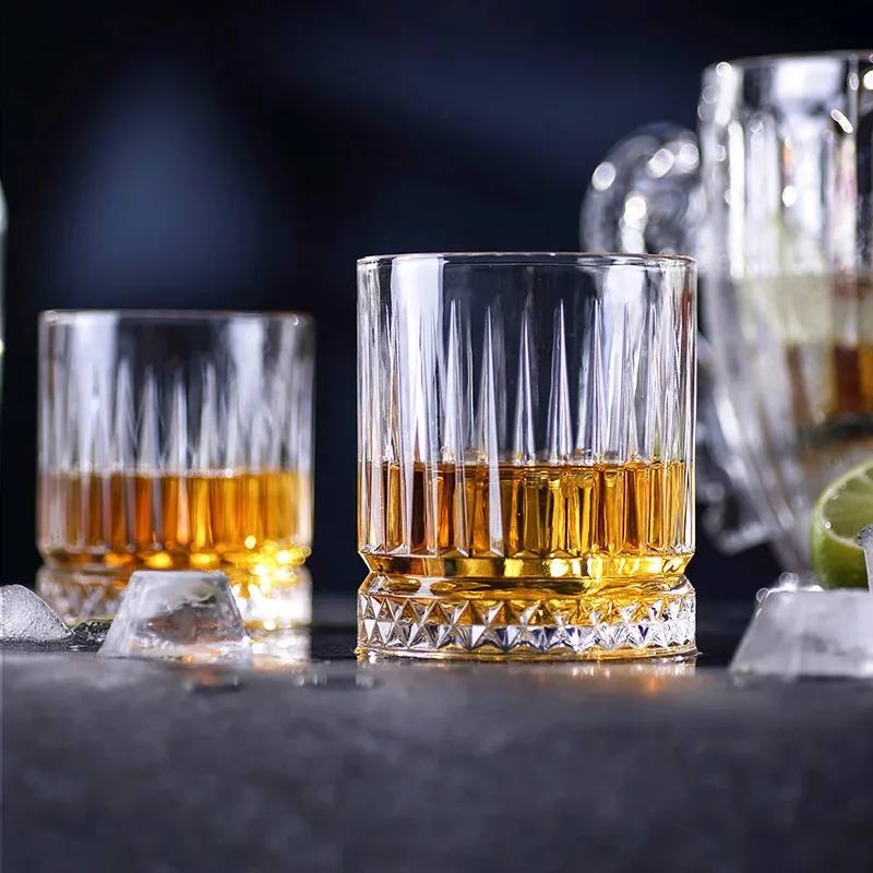 

TOPLIVING Coffee Cups Diamond Painting Vertical Striped Transparent Glass Water Bottle Whiskey Wine Cup For Bar For Home Wholesa