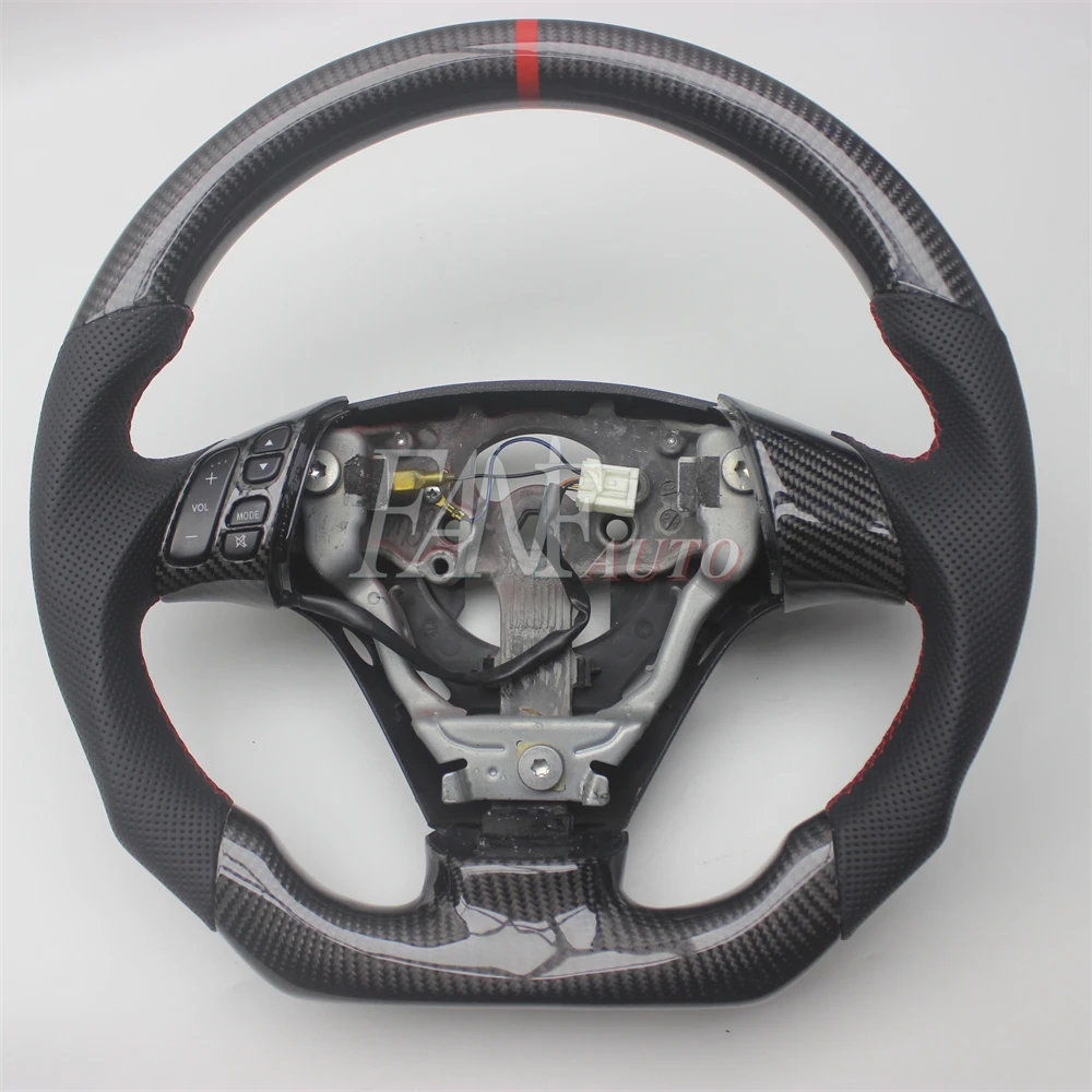 Replacement Real Carbon Fiber Steering Wheel with Leather for Mazda 3 Mazda3 Mazdaspeed3 2004-2008