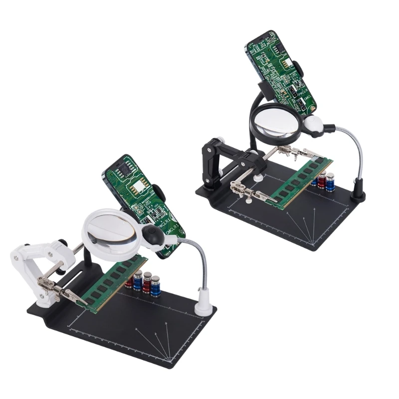 

Soldering Iron Welding-Stand Station with 2 LED Clip Magnifier-Magnifying Glass