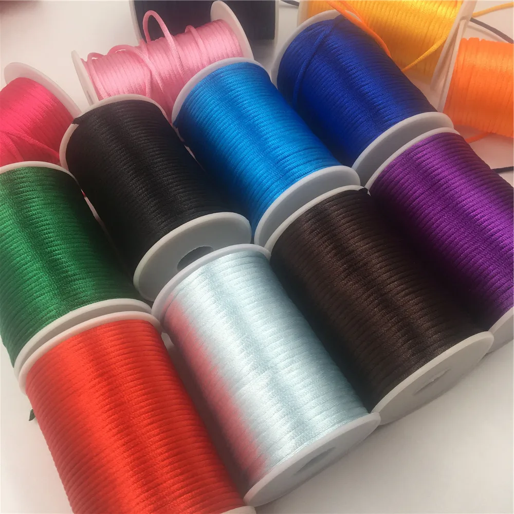 3mm 10Yards Rattail Satin Cord Thread Chinese Knot Macrame Bracelet Braided String DIY Tassels Beading Thread 35colors