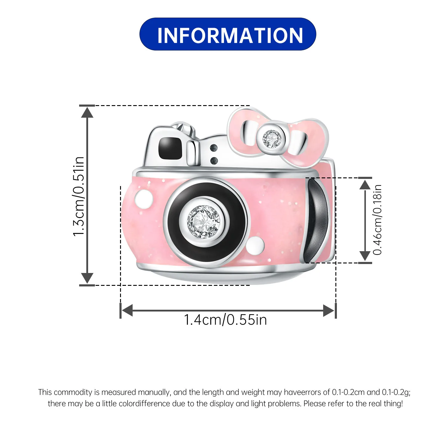 925 Sterling Silver Pink Camera Charm Bead Bow & Clear Zircon Inlaid Camera Bead Precious Memories Fit Bracelet Jewelry Gift
