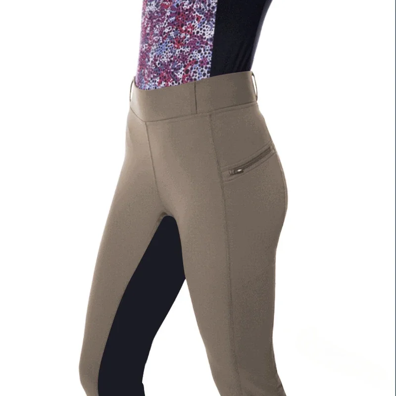 Damen-Leggings, elastische Hose, modische, lässige Leggings mit Reißverschluss, Reithose, Reiten