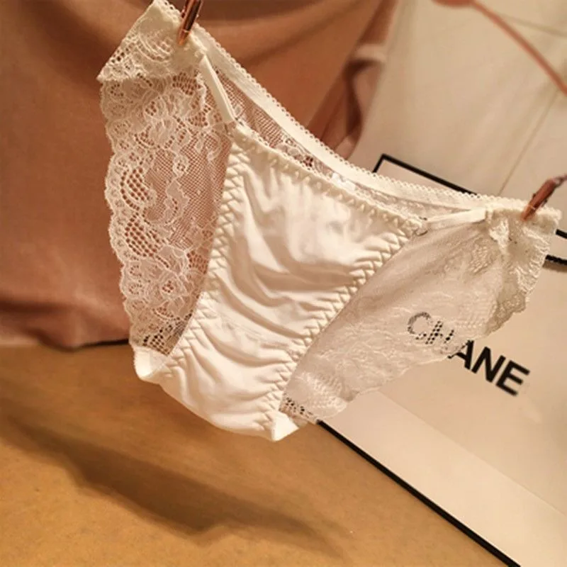 

Europe and America Sex Appeal Lace Women's Panties Comfort Traceless Ice Silk Student Underwear Female Seductive Triangle