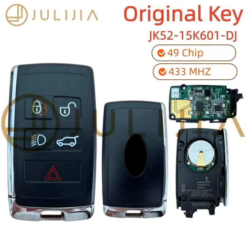 Original for Land Rover JK52-15K801-DJ DB DH DF Smart Remote Key 49Chip 433Mhz 2018-2024 SUV 5 Buttons High-Configuration Versio