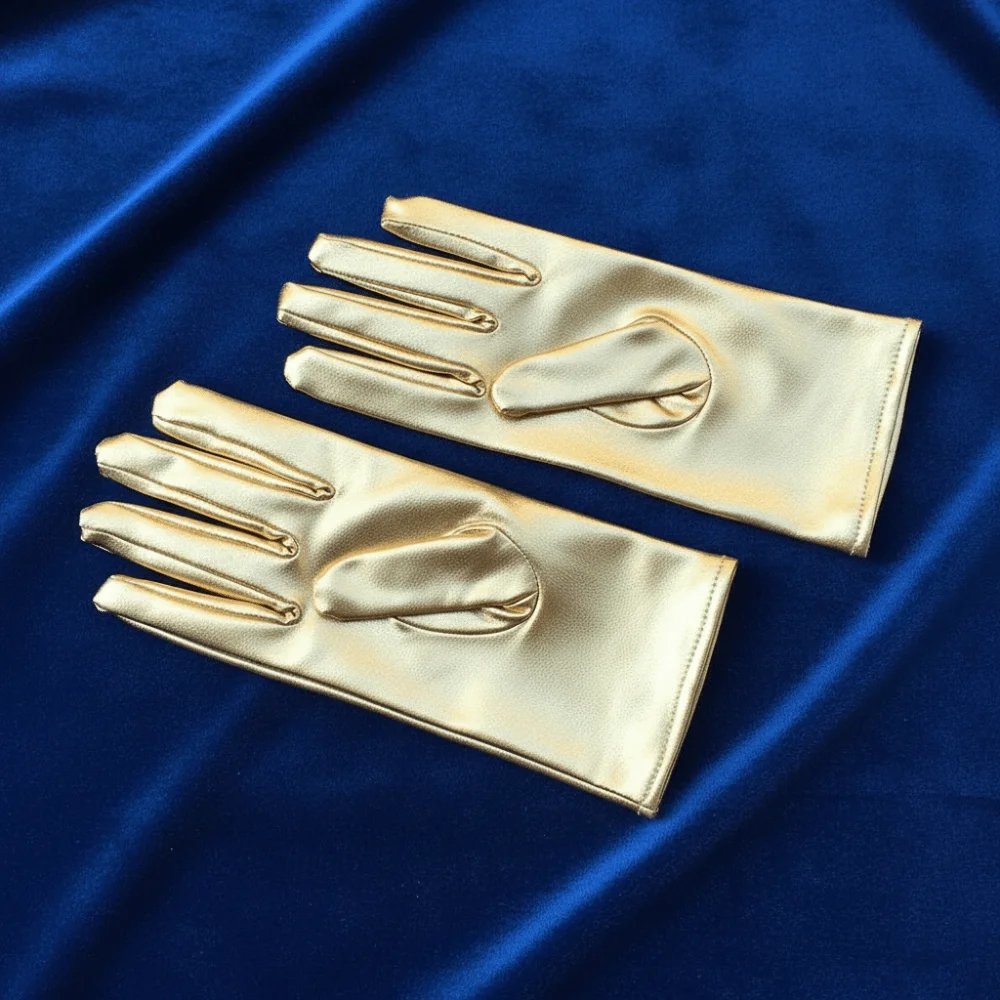 Fashion Shiny Bright Leather Gloves Long/Short Gold Silver Color Etiquette Gloves Stage Performances Punk Mittens Halloween