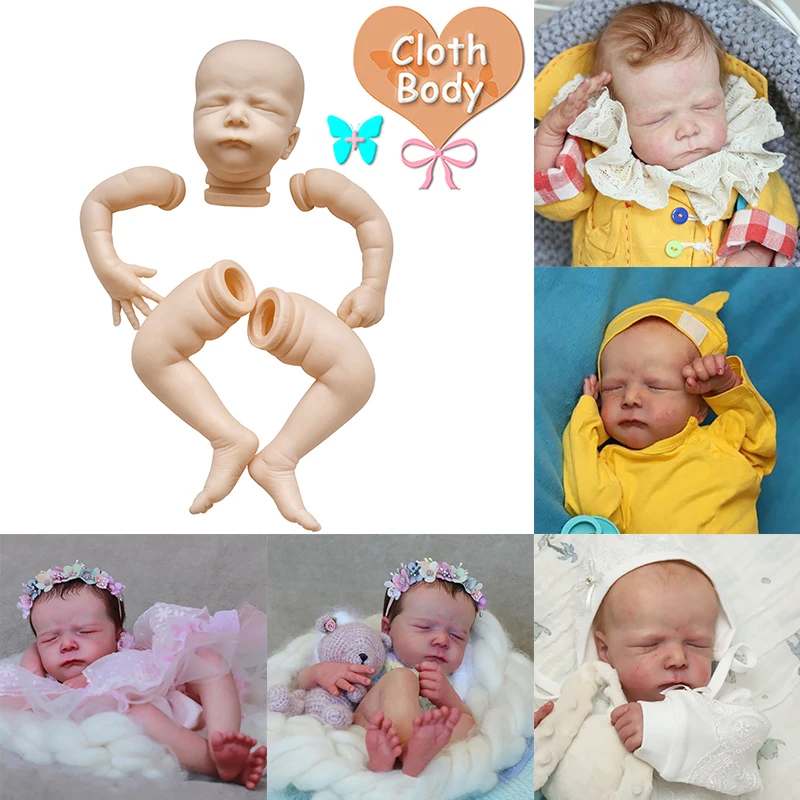 

19inch Cayle Reborn Doll Kit Lifelike Newborn Sleeping Baby Soft Touch Fresh Color Unfinished Unpainted Doll Parts with Body