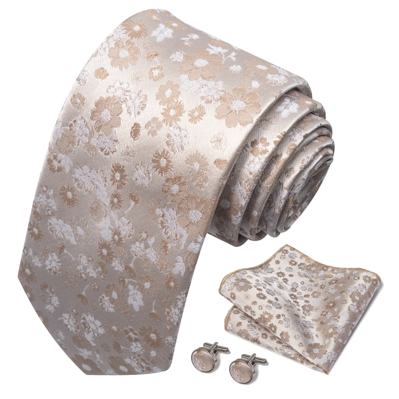 3-teiliges Herrenanzug-Accessoire-Set: Herrenkrawatte, Einstecktuch und Manschettenknöpfe, geeignet für formelle Geschäftsanlässe und Hochzeiten – Detail 7