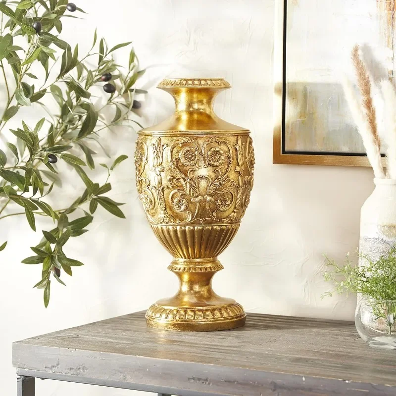 Polystone Decorative Vase Carved Centerpiece Vase, Flower Vase for Home Decoration