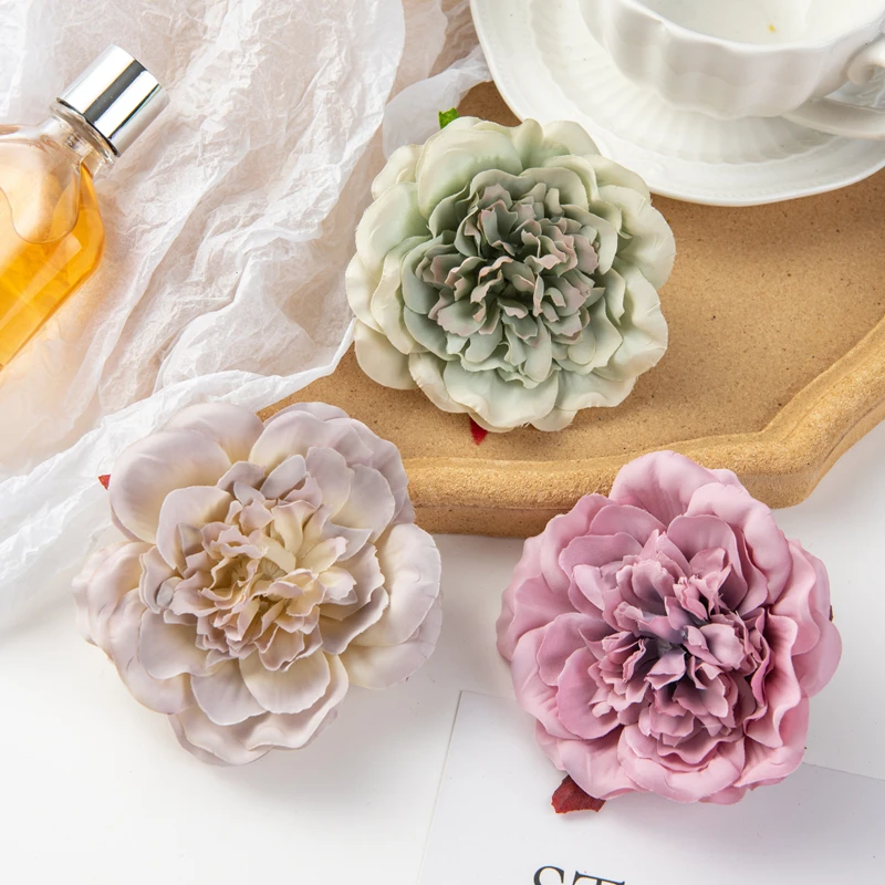 10 Stück Künstliche Blumen für Heimdekoration, Hochzeit, Garten, Rosenbogen, Bastelmaterial, Seiden-Dahlien, Künstliche Pfingstrosen, Weihnachtskranz – Detail 6
