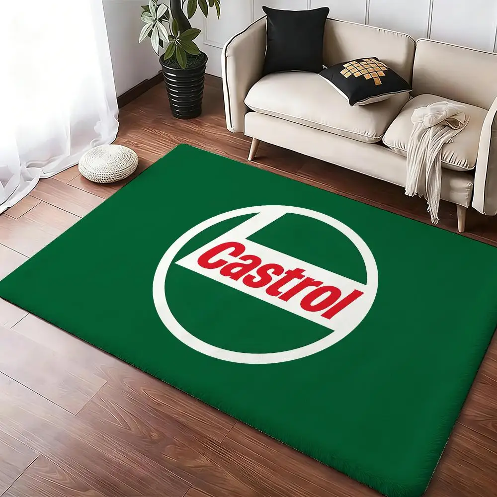 Cas-trols Motor Lubricant Floor Mat Soft Thickened Absorbent Non-Slip Bedroom Living Room Door Mat Home Decor Flannel Rugs
