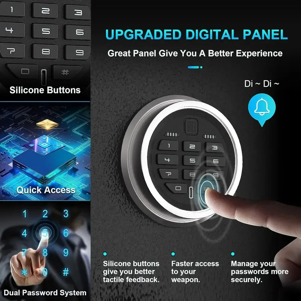 Secure Digital Keypad Gun Safe with LED Light, Quick Access, Removable Shelves & Racks