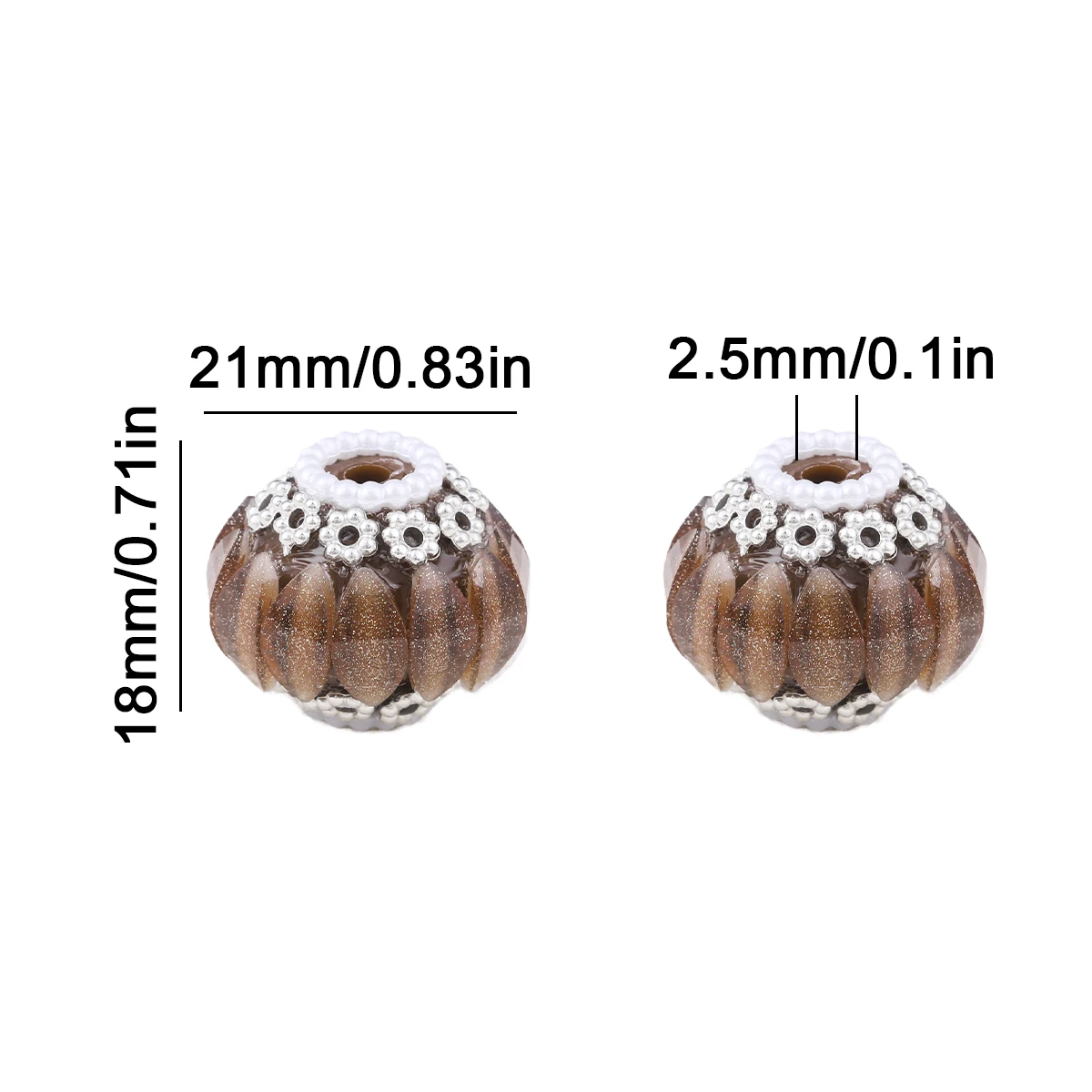2/4/6Pcs 18x21mm Brown Nepal Handmade Acrylic Beads for Fountain Pen Decorations Bracelet Keychain Phone Chain DIY Accessories