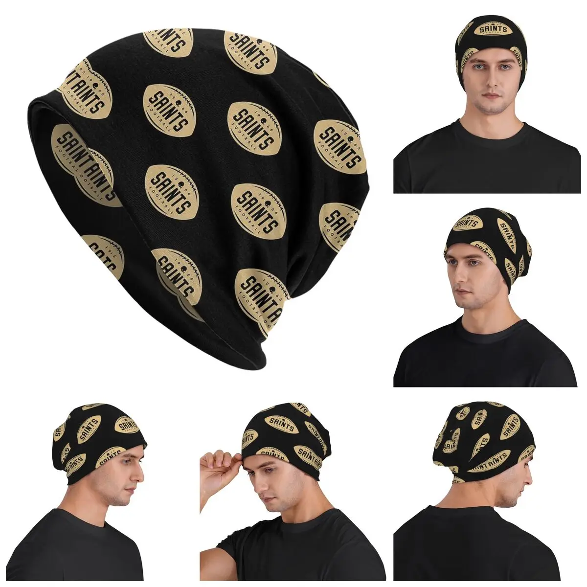 Football Shape New Orleans Saints Skullies Beanies Hats Warm Autumn Winter Outdoor Cap Knitted Bonnet Caps for Men Women Adult