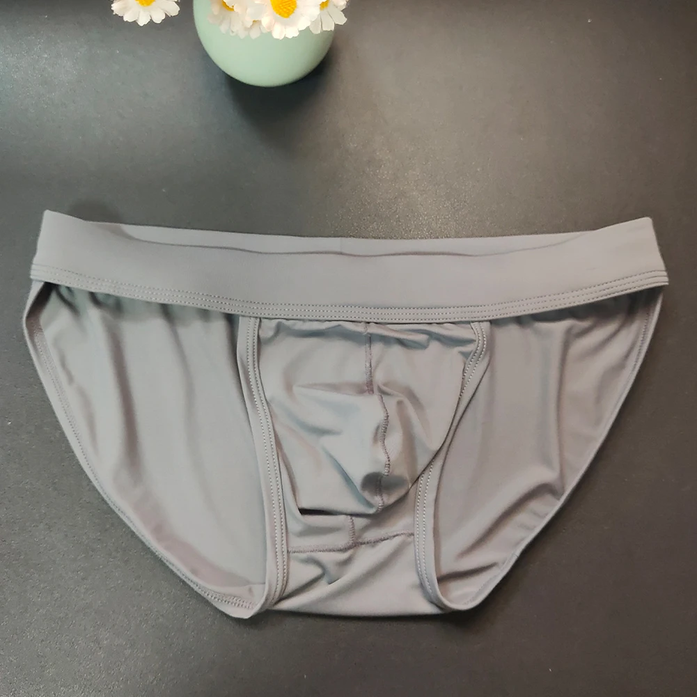 

Men Ice Silk Side Fork Bulge Pouch Brief Mens Sexy Underwear Stretch Lingerie Breathable Men's Triangular Panties Underpants Men