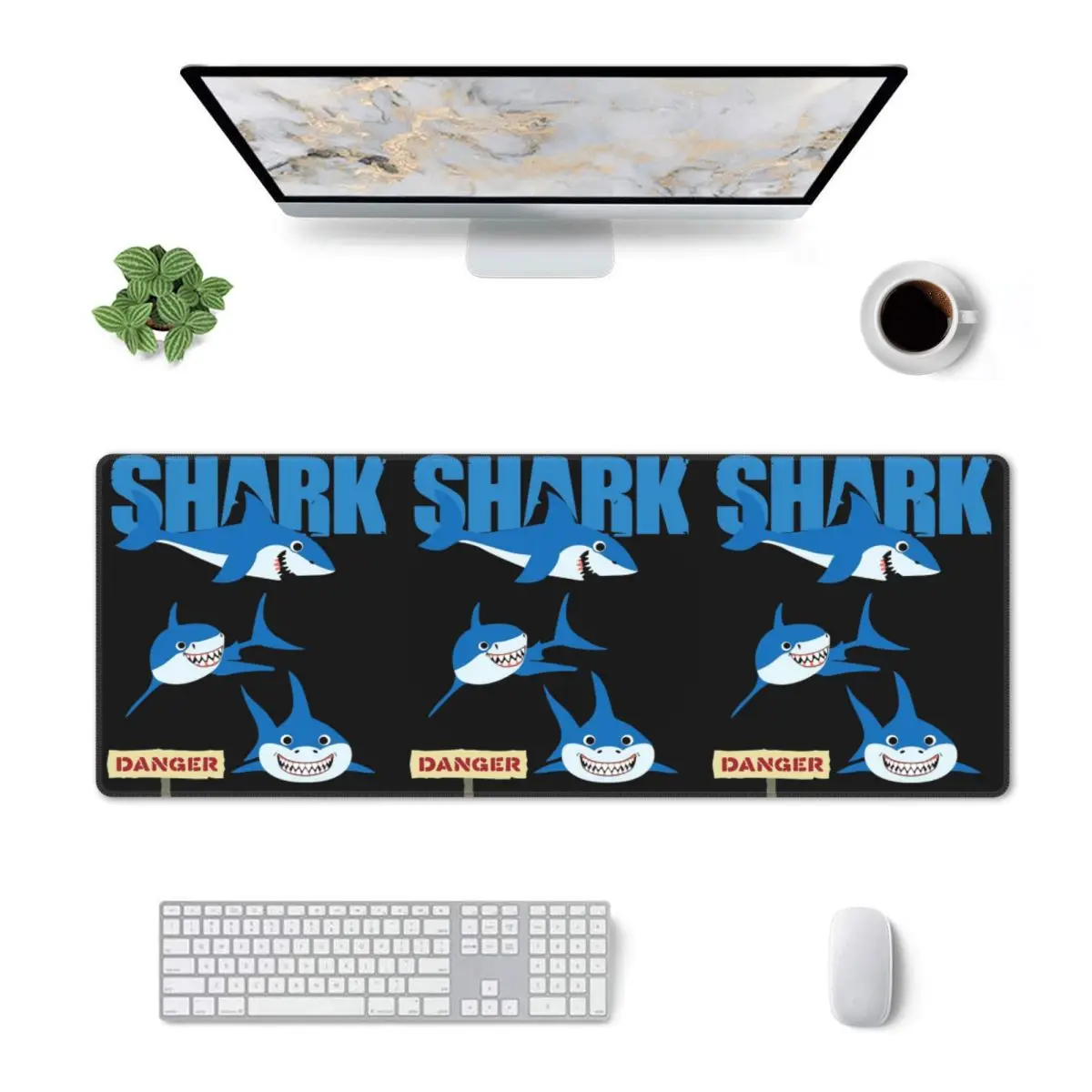 Large Mouse Pad Funny Shark Danger - Crazy Sark Lady Gamer PC Laptop Mats Keyboard Carpet Computer Gaming Office Desk Mat