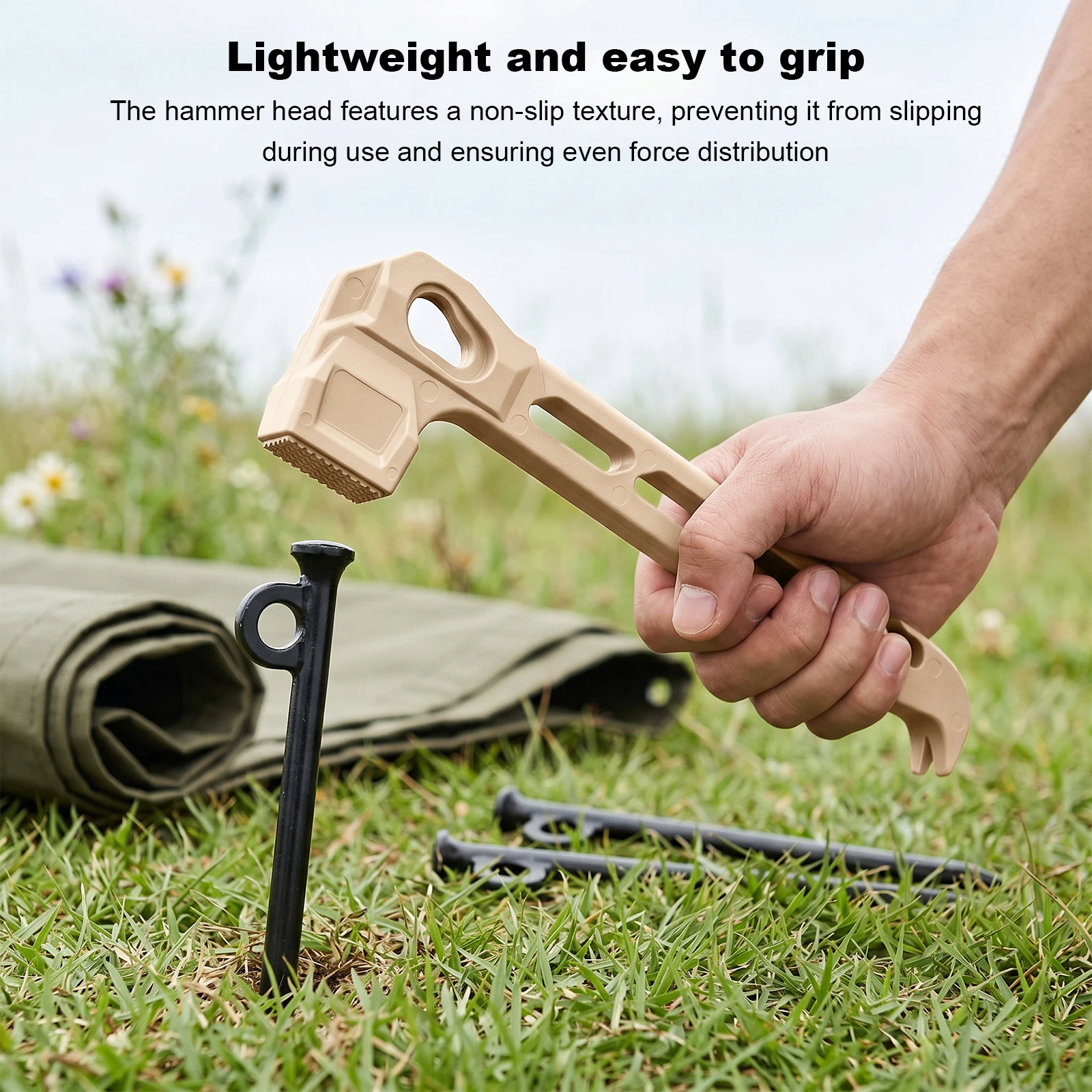 Outdoor Camping Hammer PE Solid Color Pulling Nail Hammer For Camping Portable Ceiling Tent Ground Nail Hammer Tools view 3