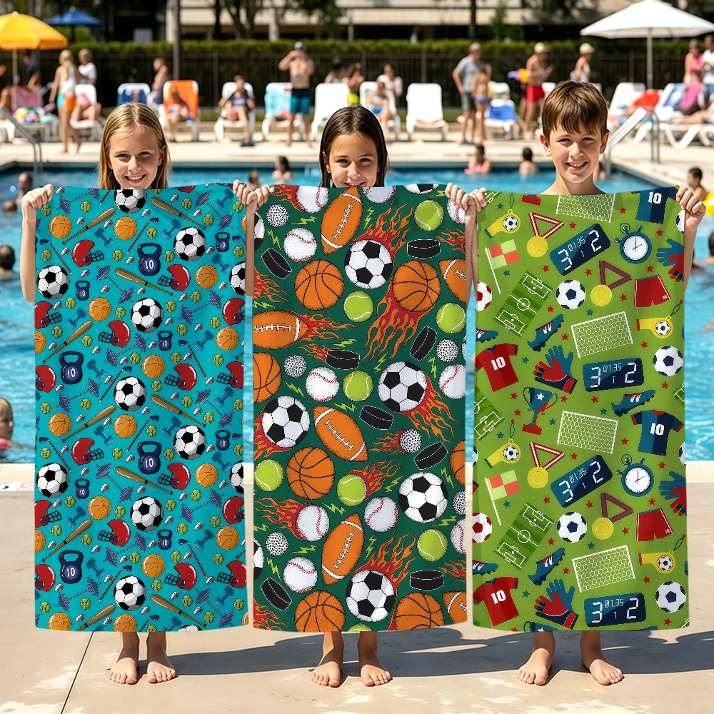 Basketball baseball soccer pattern kid Towel Beach Towels Soft Quick Dry Pool Towel for Travel Gym bathing Spa Camp sport Gift
