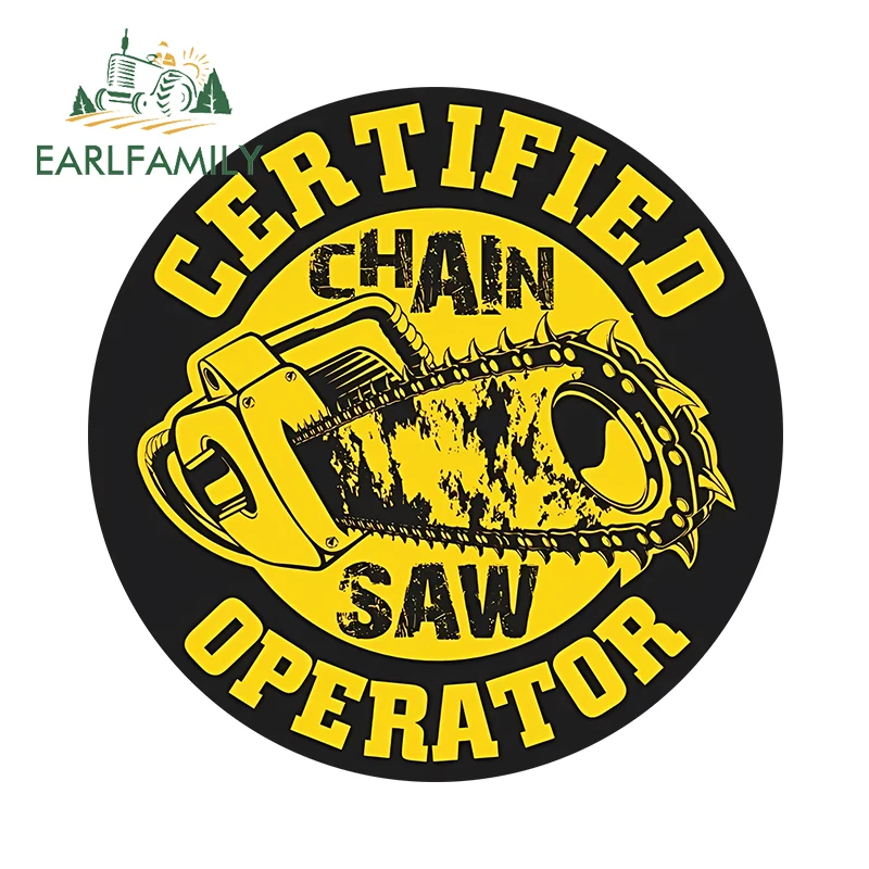EARLFAMILY for Chainsaw Operator Car Stickers Fashionable Simple Logo Design Decals Waterproof Scratch-Proof Vinyl Car Wrap