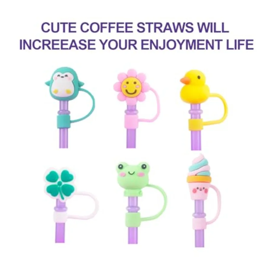 أغطية وأطراف من القش لأكواب ستاربكس، واقيات شفاطات للشرب قابلة لإعادة الاستخدام، أغطية مقاومة للرذاذ 78 مم، 6 قطع