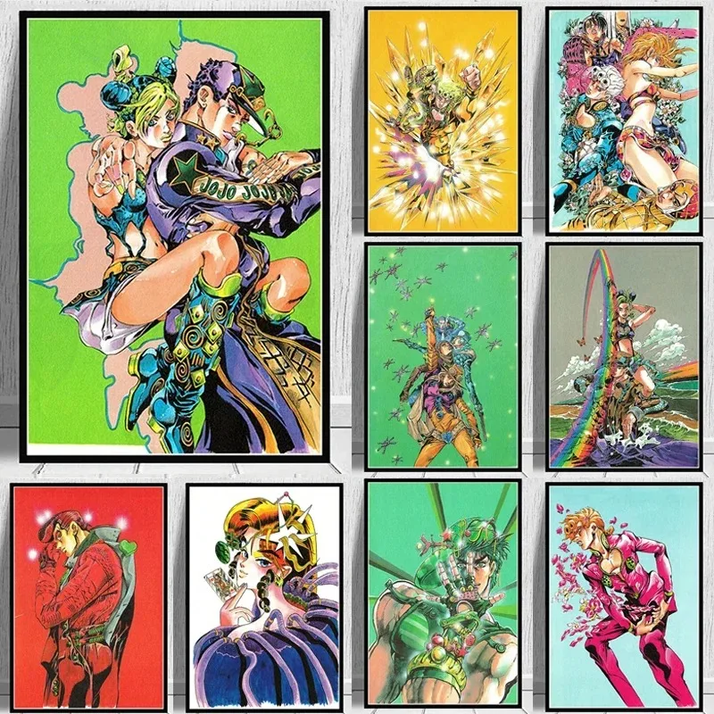 Affiche de l'anime japonais JoJo's Bizarre Adventure, peinture sur toile de personnage de dessin animé, cadeau, illustration manga, décoration de chambre à coucher, décoration de la maison