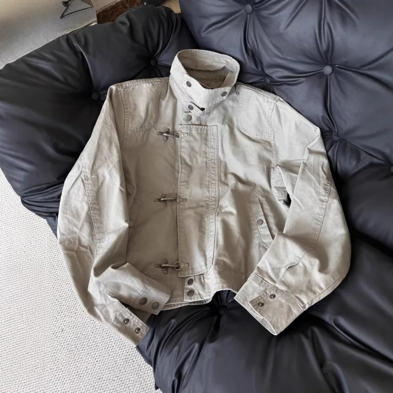 HKSH Spring Autumn New Men American Style Vintage Deconstructed Airplane Buckle Jacket Trendy Fashion Design Casual Coat HK18821