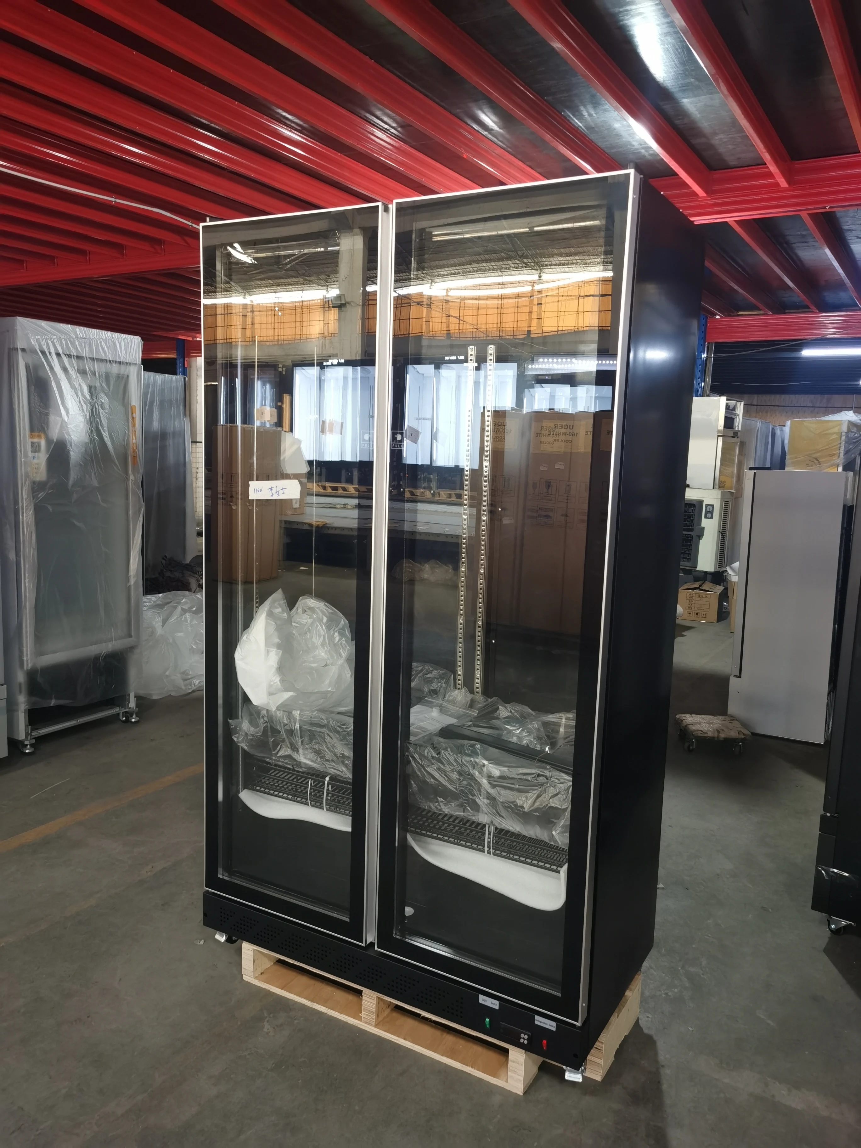 عمودي النبيذ المبردة عرض برودة تستقيم داخل Led شرب برودة باب زجاجي مبرد البيرة الفريزر العمودي