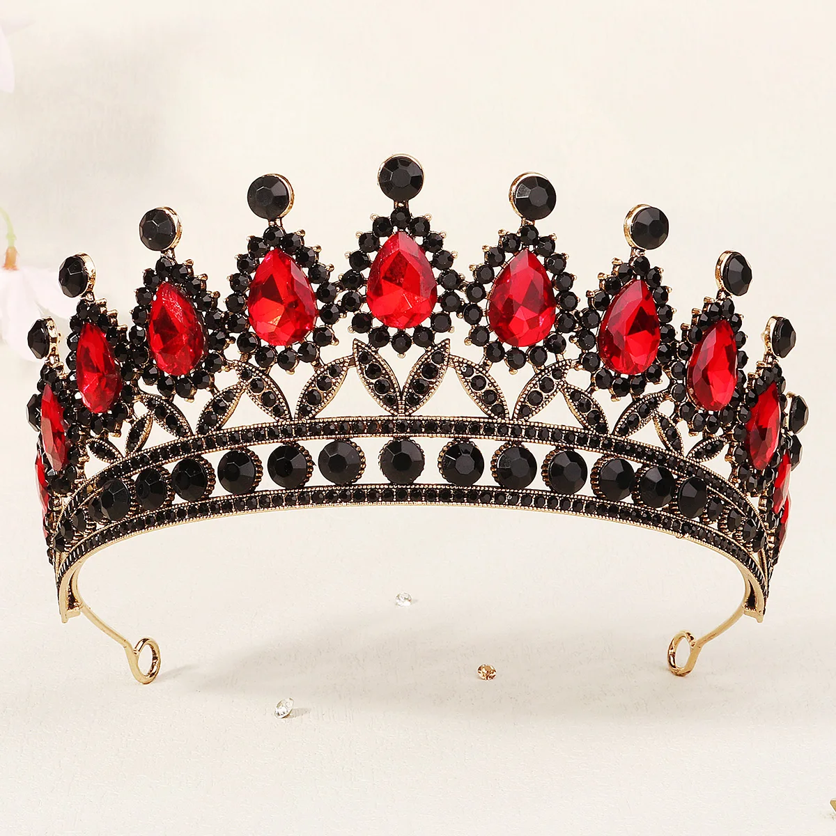 Vintage Red Crystal Tiaras And Crowns Rhinestone Prom Diadem Crown Tiara For Women Bride Bridal Wedding Hair Accessories Jewelry