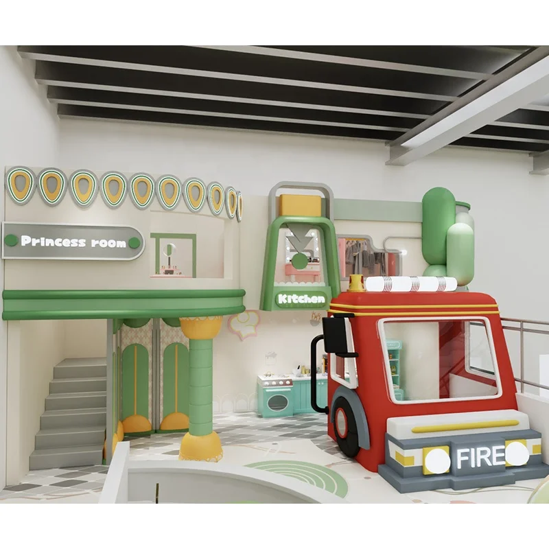 

Indoor Toddler Soft Playroom Pretend City Town Role Play House for Kids Children's Indoor Playground Equipment