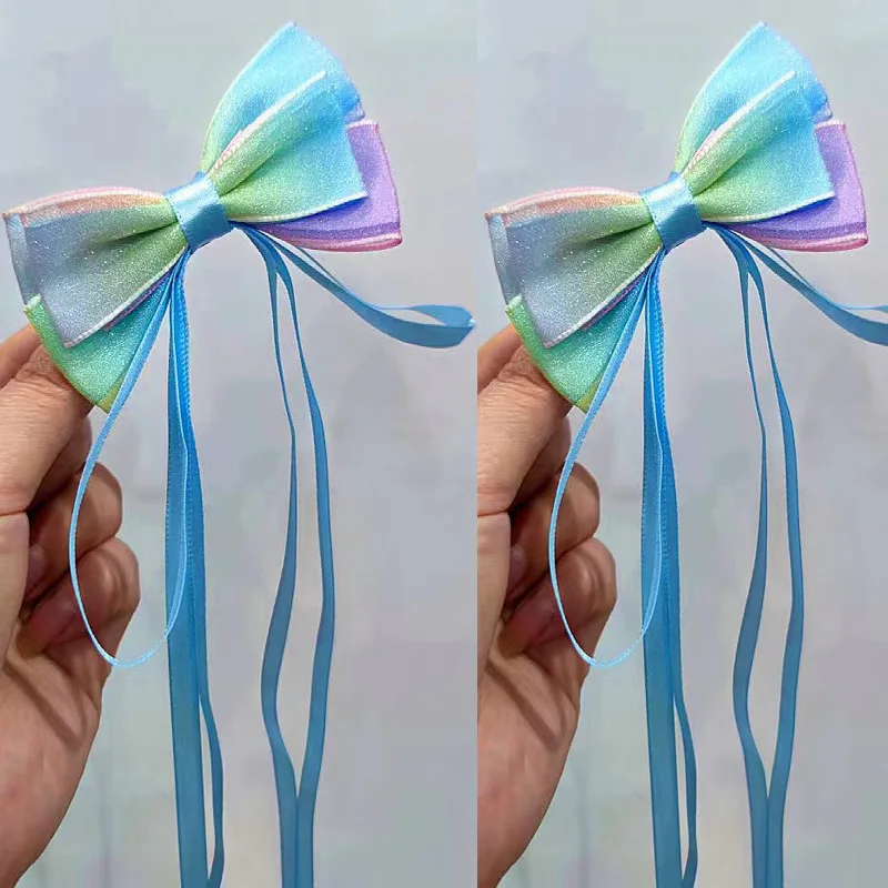 New Chinese Style Gradient Bow Tassel Hairpins Lovely Children Sweet Girls Hair Clips Women Barrettes Hairgrips Hair Accessories