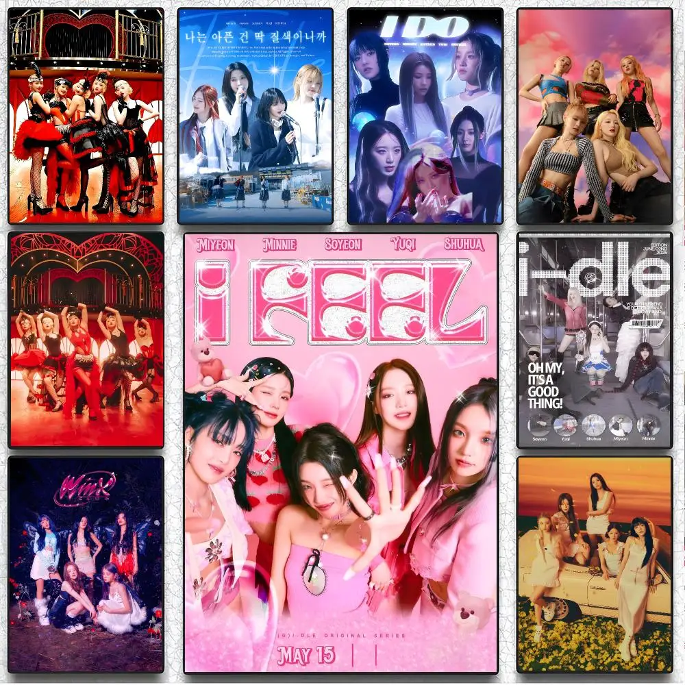 K-pop Girl Group i-dle Poster Artistic Peel-Off Wall Decor, Indoor Outdoor Home Ornament for Collectors