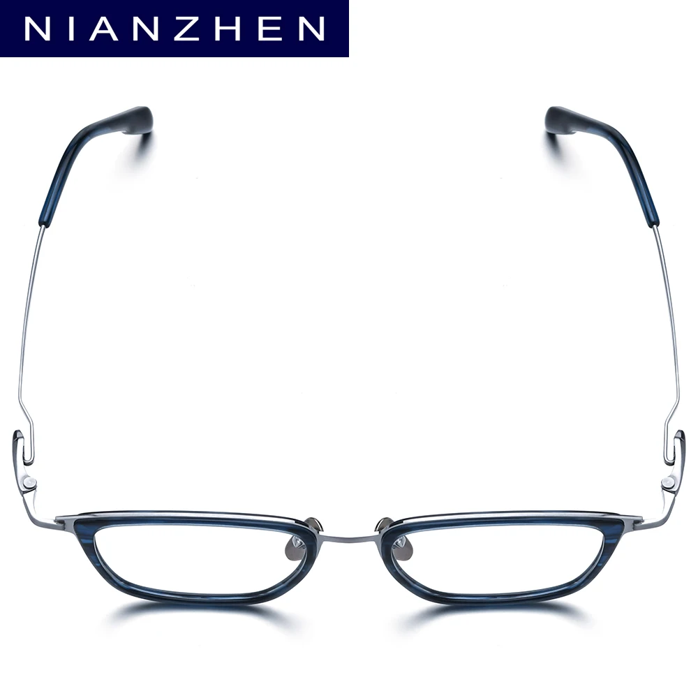NIANZHEN Acetate Titanium Eyeglasses Frame Men Big Square Brand Design Glasses Ultralight-Weight Retro Eyewear Spectacles 80912