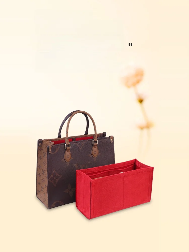 

Ультралегкая замшевая внутренняя сумка-органайзер для сумок LV Onthego Medium и Small Tote, однотонная, кубической формы, для хранения и использования