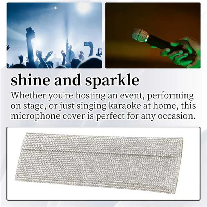 

Excellent-2 PCS Mic Handle Cover Sparkly Bling Rhinestones Mic Handle Sleeve For Party&TV Show For Most Wireless Microphones