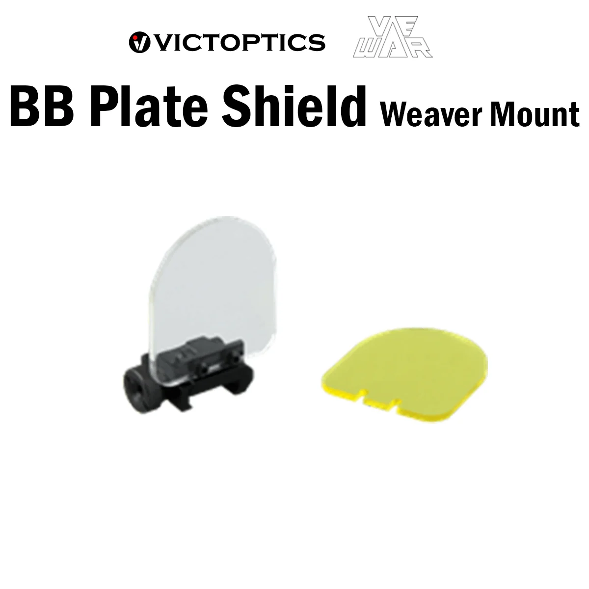 Victoptics BB Plate Shield Weaver Mount with spare Transparent Yellow Plate for airsoft scopes and red dot sights protection