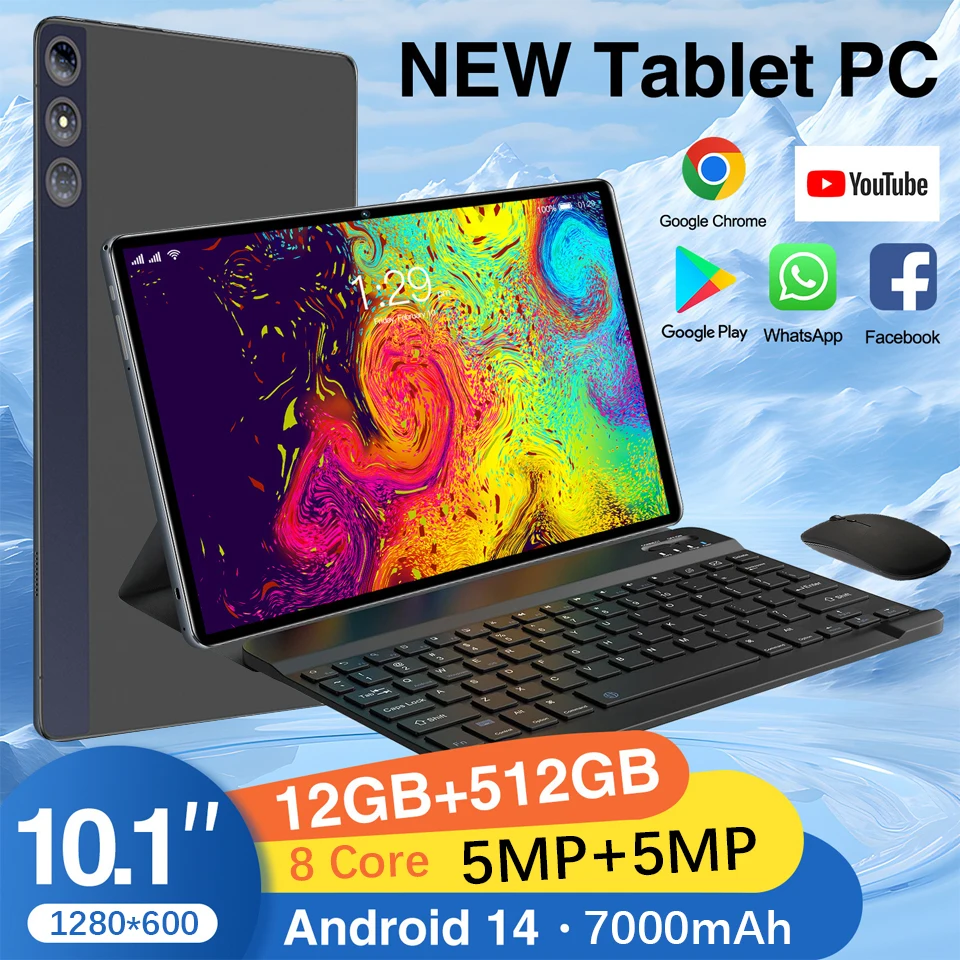 

Nodizz Новый Npad15 2025 10,1-дюймовый планшетный коврик 1280*800 HD 12 ГБ 512 ГБ Android 14.0 MT6737 8-ядерный процессор 7000 мАч Dual WIFI BT5.0 планшеты