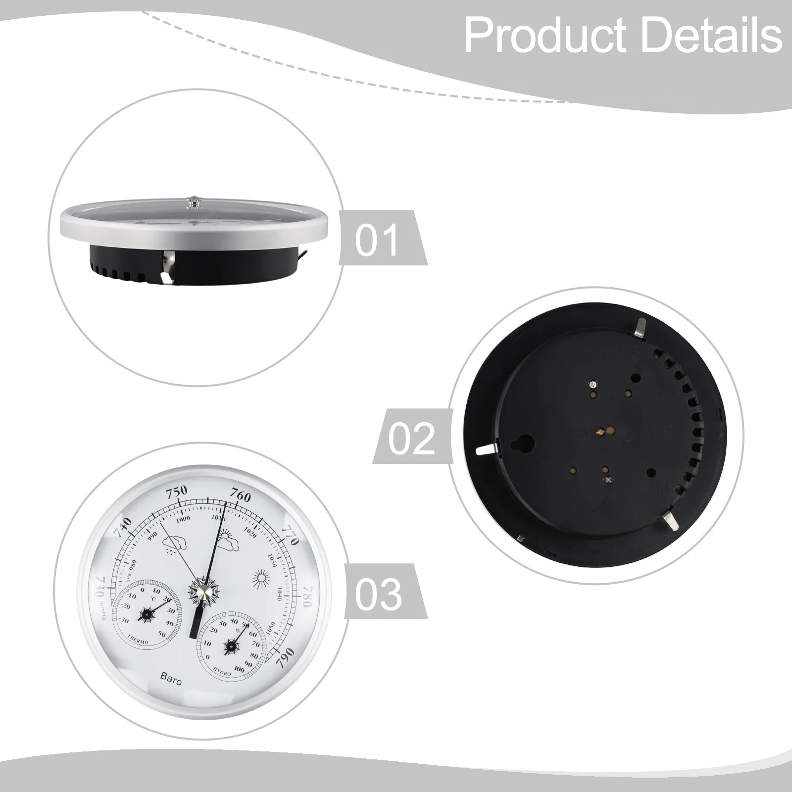 Termometer aluminium dan higrometer 130mm, peralatan rumah praktis membaca kelembapan suhu udara secara akurat