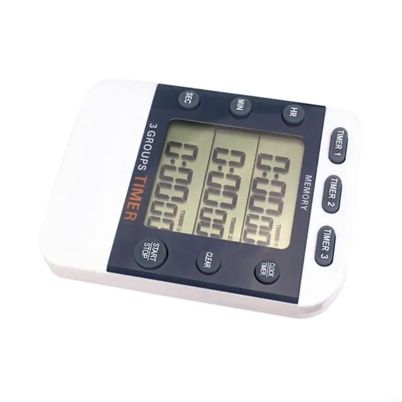 3 Channel Simultaneous Timing Count Up/Down Timer with Magnet and Back Clip 