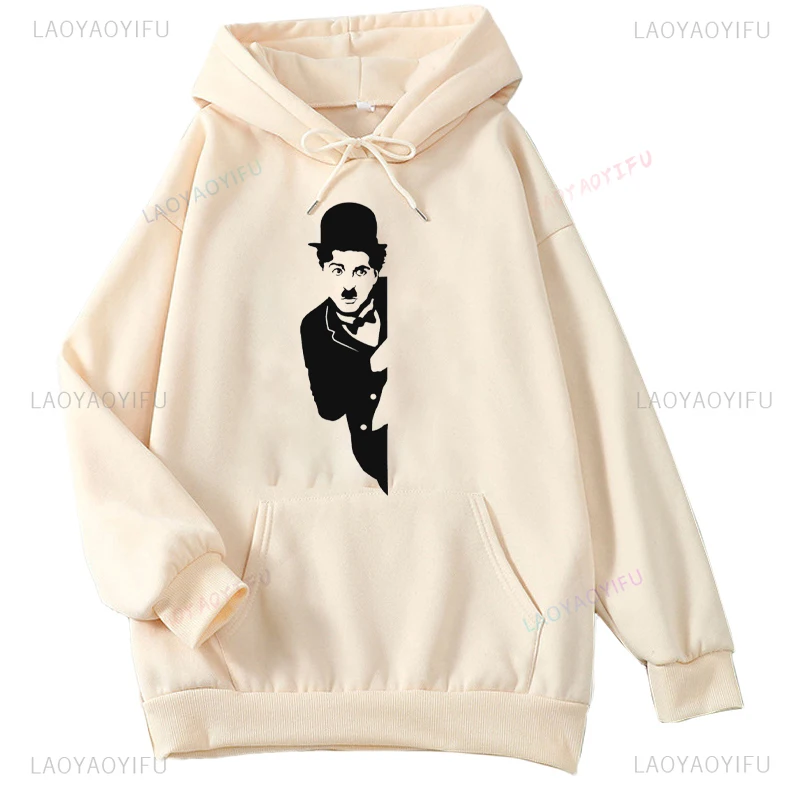 Retro Charlie Chaplin Art Concept Humor Woman Man Graphic Hoodie Autumn and Winter Drop Shoulder Warm Long Sleeve Ropa Hombre