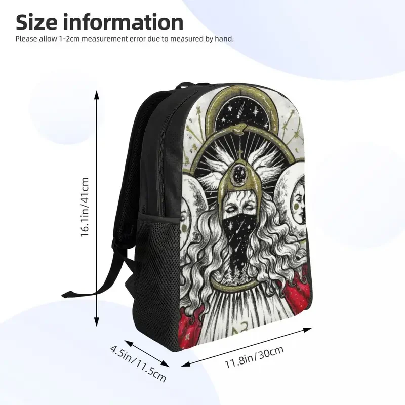 Custom Triple Moon Goddess Travel Backpack Men Women School Laptop Bookbag Pentagram Pagan Wiccan College Student Daypack Bags