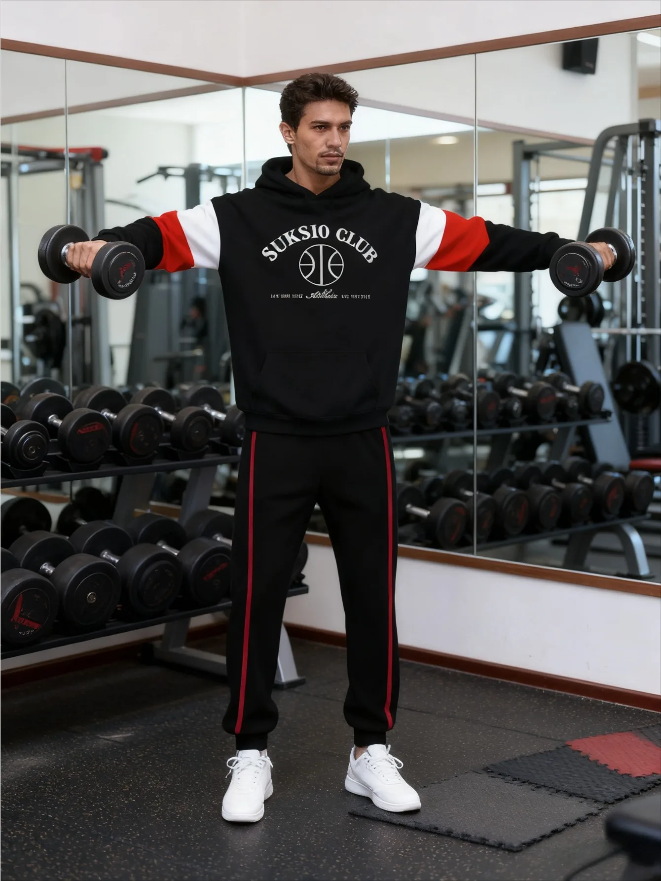 بدلة رياضية بغطاء للرأس بطباعة رقمية للرجال أوروبية وأمريكية - قماش سويت شيرت عالي الجودة وصديق للبشرة