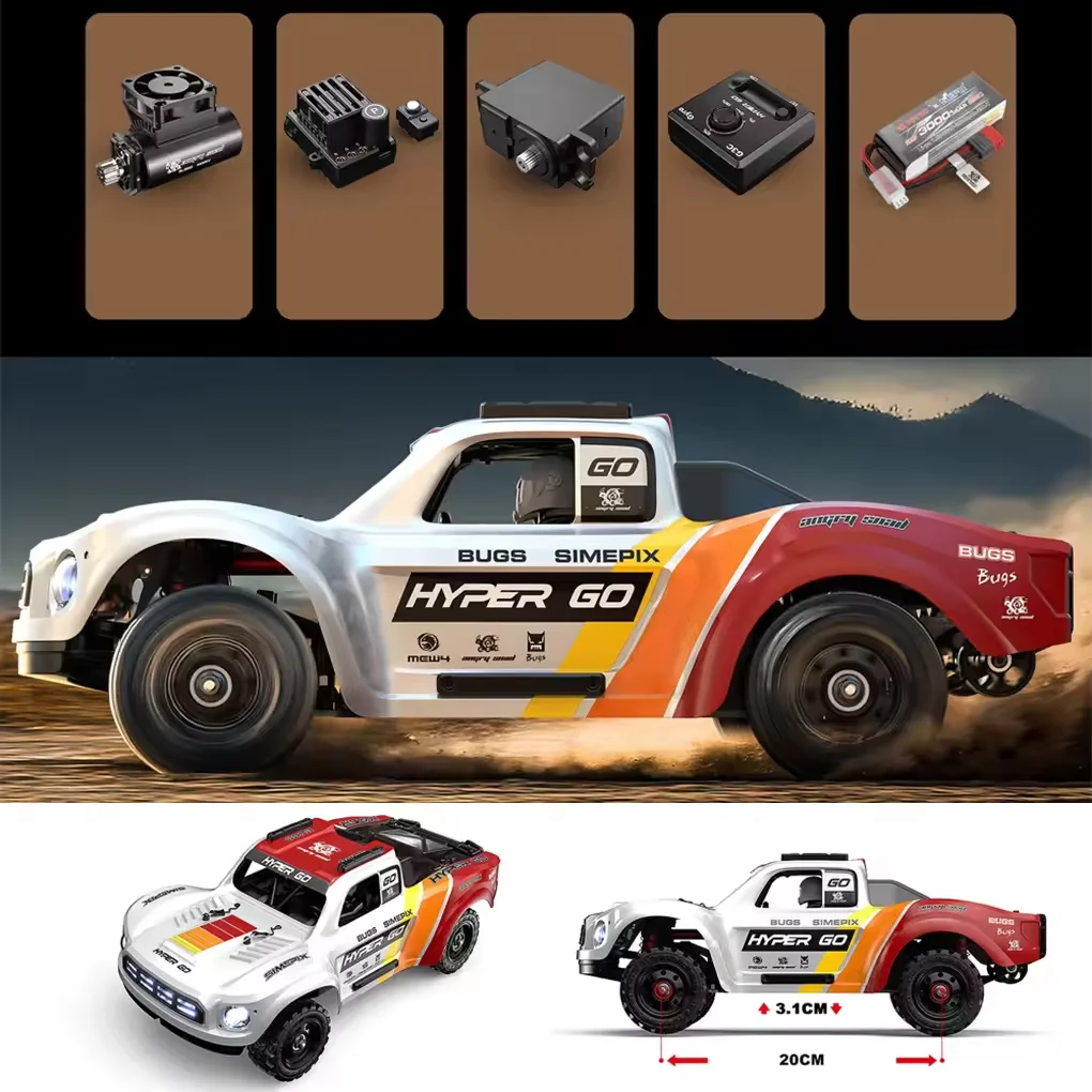 Mjx hype go 14211 carro de corrida 1/14 caminhão curto 45a esc motor sem escova 47 km/h pé grande 4wd rc carro de controle remoto brinquedo mjx