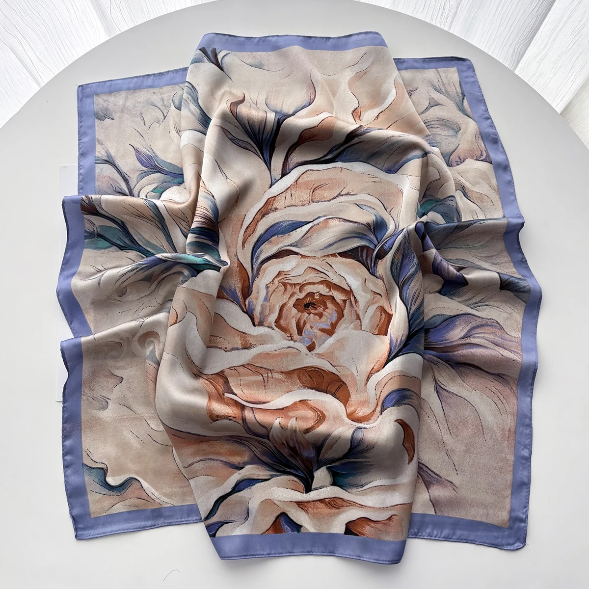 

Floral Printed Square Scarf For Women Imitation Silk Scarves Bandanas Luxury Hijab Neckerchief Elegant Beach Shawl Wraps