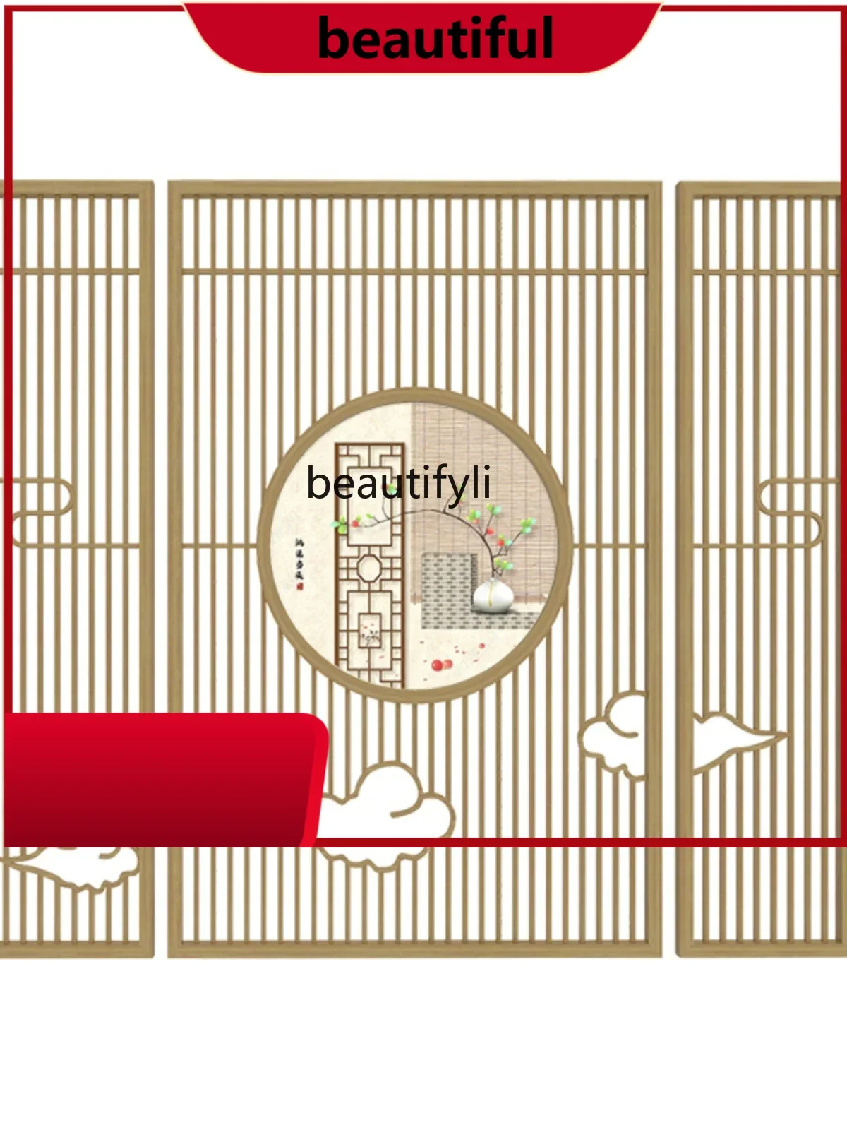 

New Chinese screen partition living room custom solid wood entrance study bedroom hotel lobby Chinese style H