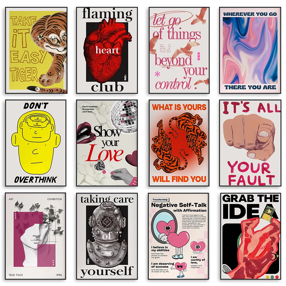 

Постер с принтом на холсте «Клуб Пылающих Сердец», абстрактный дизайн, декоративное панно, современный декор для дома и комнаты, подарок на день рождения, без рамы