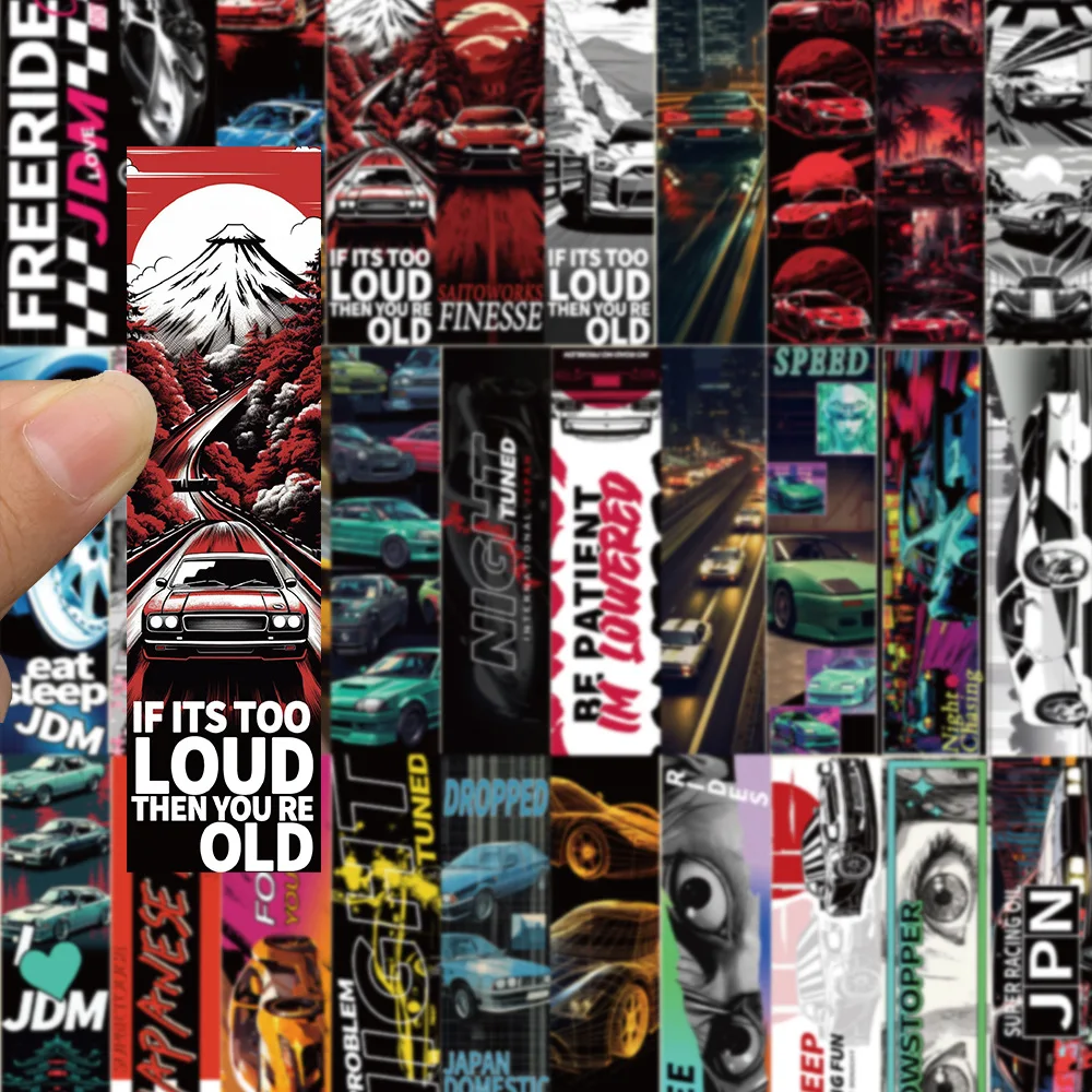 10/30PCS JDM Retrofit Racing Car bookmark Waterproof Stickers Decals Kids Toy DIY Phone Luggage Car Bike Graffiti Stickers
