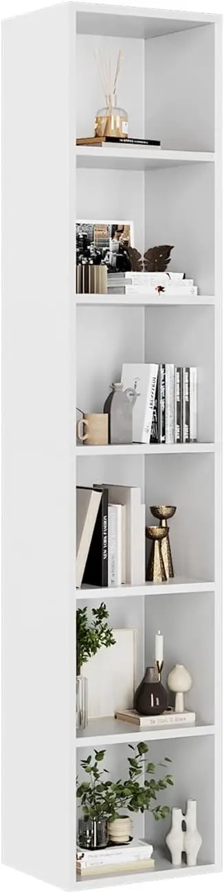 

71.5" Tall Narrow Bookshelf, 6-Tier Cube Display Rack, Modern Corner Bookshelf with Storage Space, CD Storage Cabinet for