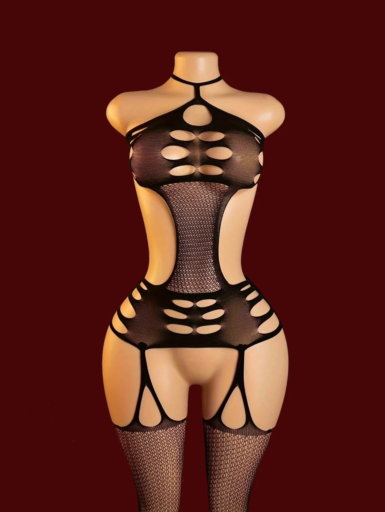Open Crotch Black Bodystockings Sexy Hollow Lenceria Babydoll See Through Sleeveless Lingerie For Women Porn Underwear Costumes