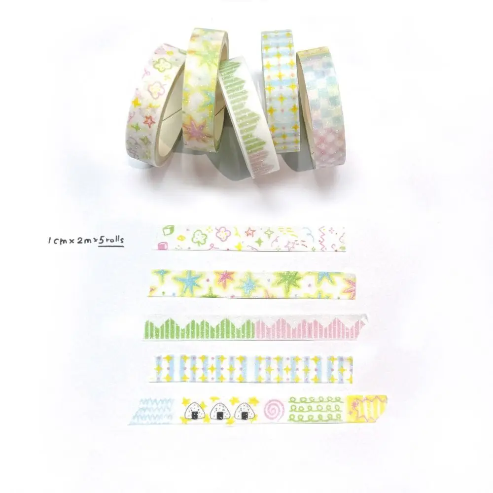 5 ม้วน/แพ็ค Kawaii Washi ประกาย Washi เทป Scrapbooking สติกเกอร์ตกแต่งเทป DIY คู่มือเทปอุปกรณ์โรงเรียน