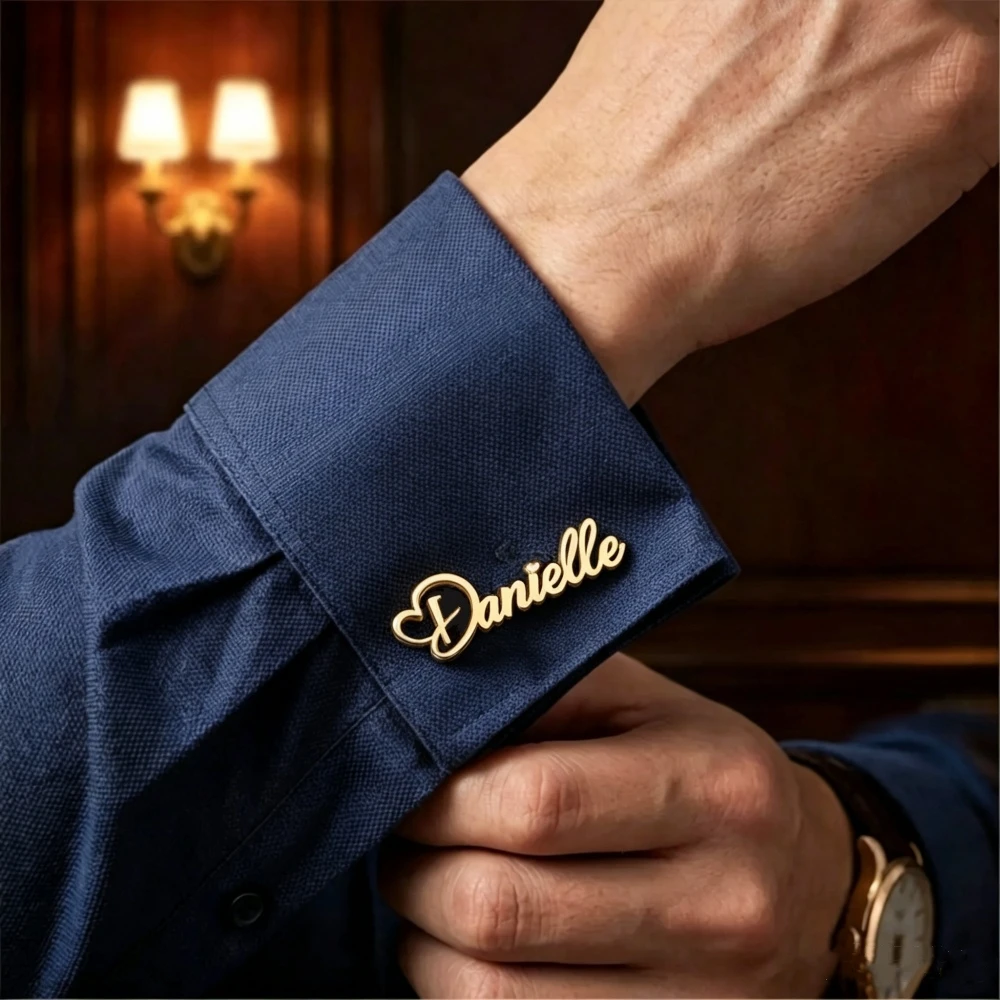 Custom Name Cufflinks For Men Stainless Steel Personalized Script Nameplate Cufflinks Wedding Business Suit Jewelry Best Gifts