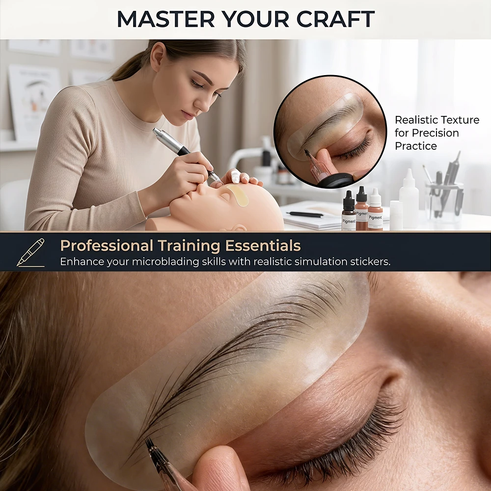 Disposable Adhesive Eyebrow Practice Patches Real Skin Feel PMU Microblading Training Stickers Peel And Stick Tattoo Practice